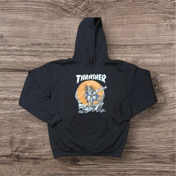 Thrasher Hoodie Skate Outlaw Men's Size Medium Black - Picture 1 of 3